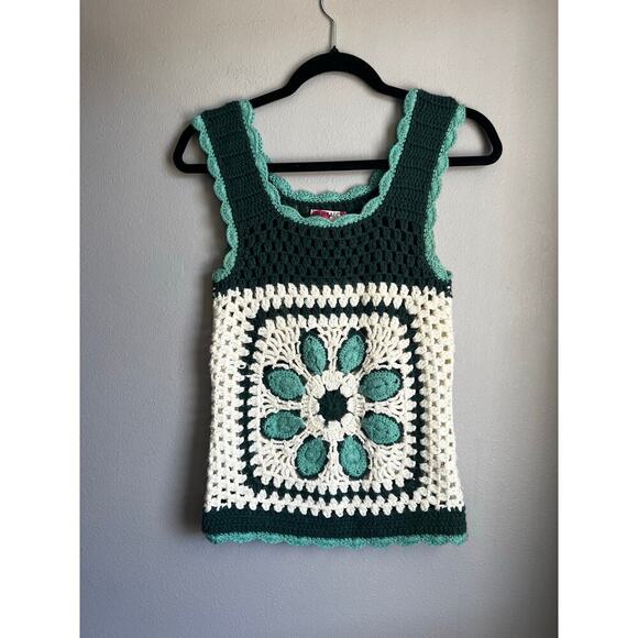 Buffalo by David Bitton Teal and Turquoise Crochet Tank - Picture 1 of 6